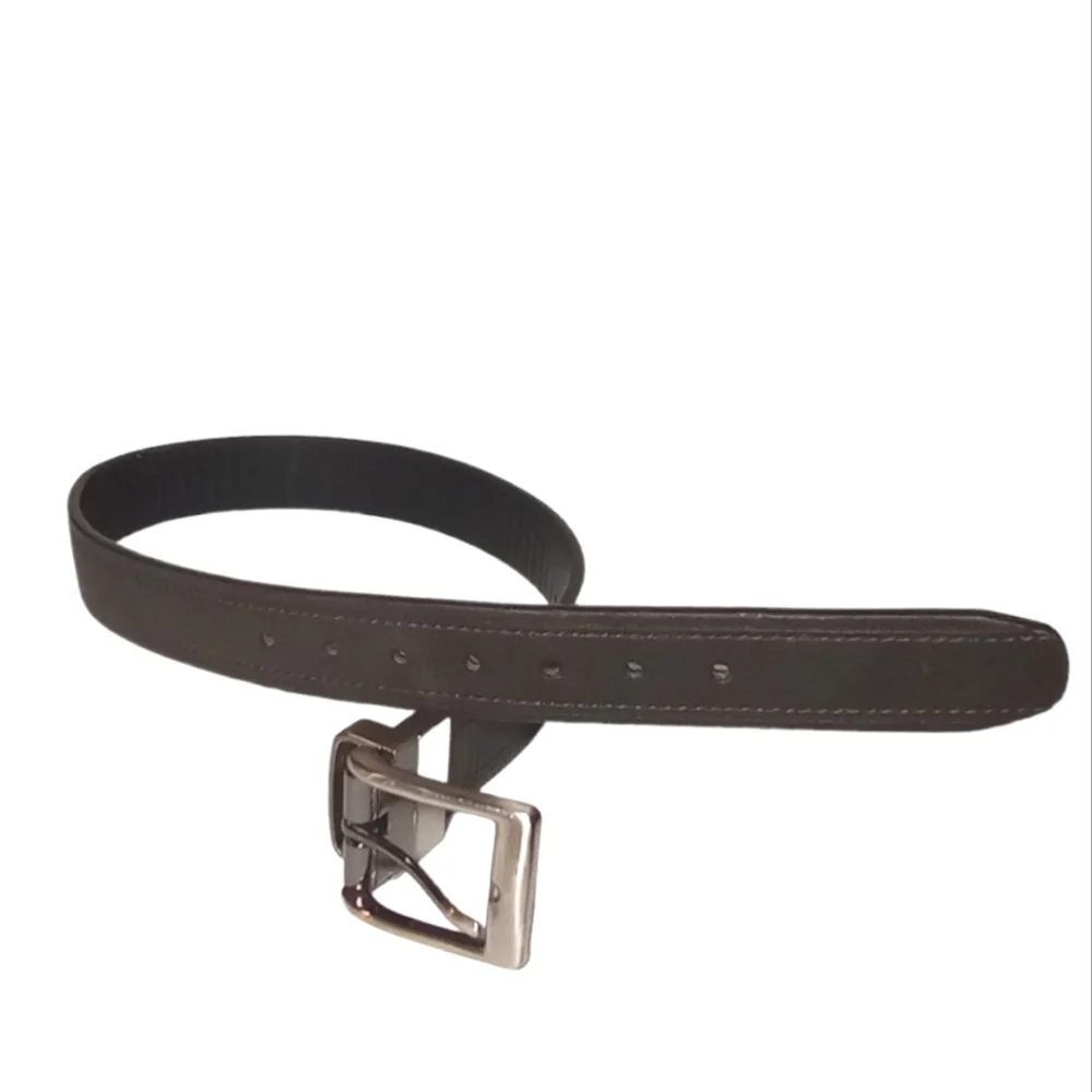 Reversible Black/Brown Vegan Leather Silver Buckle Ton Men's Belt Small 22